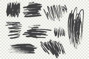 Charcoal pencil scribble vector illustrations set