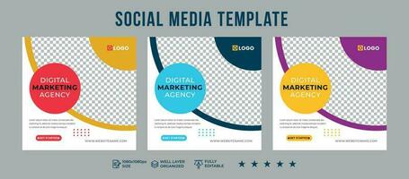 Digital Marketing Social Media Post design Set vector