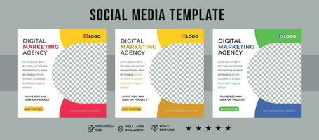 Digital Marketing Social Media Post design Set vector