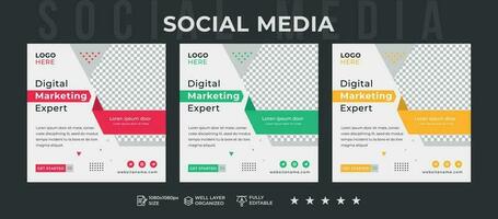 Digital Marketing Social Media Post design Set vector