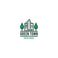 simple green town logo design minimalist concept vector