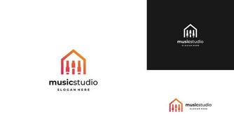 music studio logo design, mixer audio combine with house logo concept vector