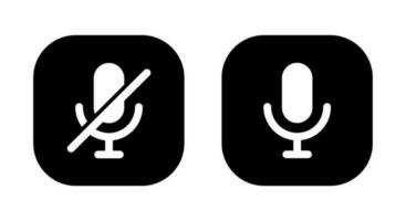 Mute microphone icon vector. Off mic symbol isolated on square background vector