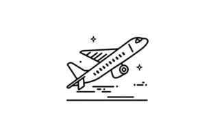 Plane icon vector, Airplane line art icon, Plane outline icon on white background vector