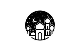 islámico icono línea Arte ilustración, mezquita contorno vector dibujo silueta