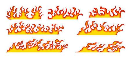 Hand drawn fire illustration on white background for element design. silhouette of flames in set. vector