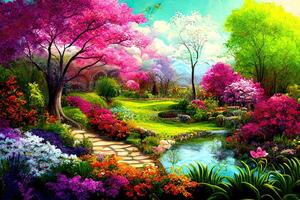 Colorful landscape painting. Illustration. photo