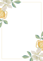 aquarelle blanc gardénia et thaïlandais style fleur bouquet or briller couronne Cadre png