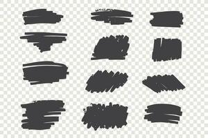 Types of black pencil strokes hand drawn set vector