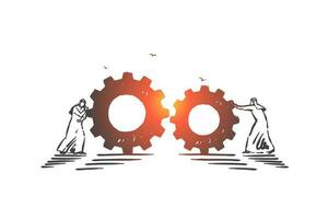 Teamwork, partnership, coworking concept sketch. Hand drawn isolated vector