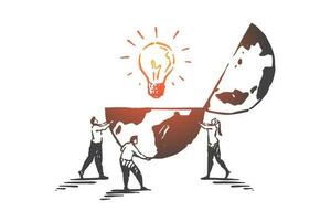 Innovation, creativity, teamwork concept sketch. Hand drawn isolated vector