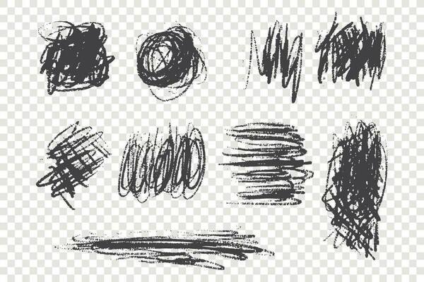 Scrabbles and scrawls hand drawn doodle set