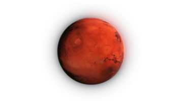 3D Render Big Red Mars Planet Background On Galaxy Space Star Field 3D Illustration Isolated Transparent Alpha PNG