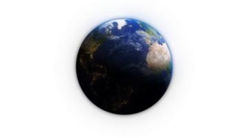 3D Render Big Blue Earth Planet 3D Illustration Isolated Transparent Alpha PNG