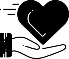 solid icon for heart care vector