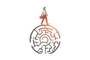Problem solving, decision making concept sketch. Hand drawn isolated vector
