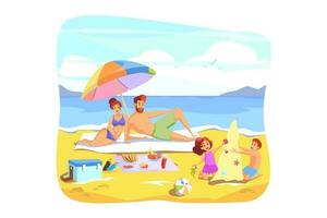 Summer vacation, rest, family holiday concept vector