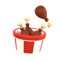 Fried Chicken Bucket 3d Icon png