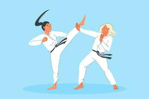 Sport competition, combat, athlete training, martial arts concept vector