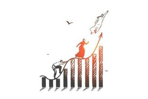 Career ladder, competition concept sketch. Hand drawn isolated vector