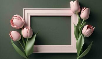 Frame wall flower 3d mockup background photo