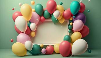 Ballon party wall colorful mockup 3d background illustration photo