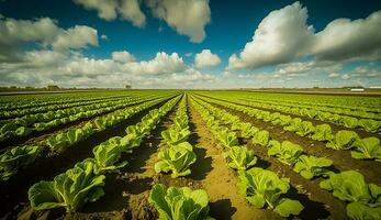 Fresh lettuce green garden beautiful nature landscape background photo illustration