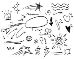 hand drawn set of abstract doodle elements. use for concept design. isolated on white background. vector illustration