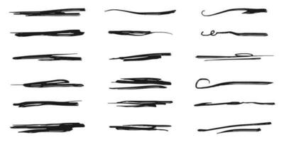 Hand drawn set of underline, curly swishes, swashes, swoops. swirl. Highlight text elements. vector illustration