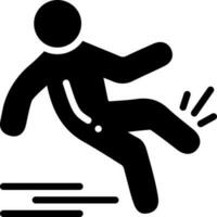 solid icon for slip and fall vector