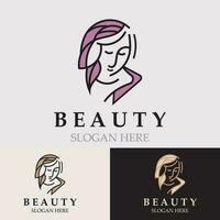 Woman Beauty care logo. Nature face saloon and spa design flat vector