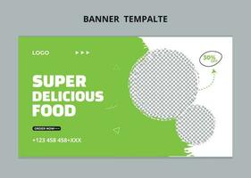 Restaurant food menu social media marketing web banner. Pizza, burger or hamburger online sale promotion video thumbnail. Fast food website background. Food flyer with logo and business icon. vector