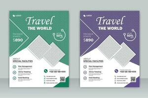 Travel poster or flyer pamphlet brochure design layout space for photo background.Travel poster or flyer template brochure design. Travel flyer template for travel agency. vector