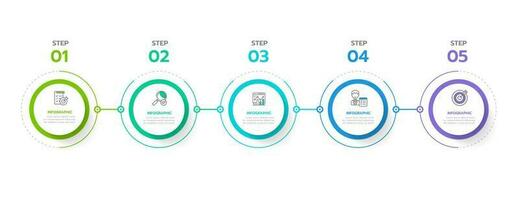 Infographic template for business. 5 Steps Modern Timeline diagram roadmap with circle topic chart, presentation vector infographic.