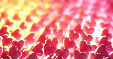 rangée de abstrait cœur tourner mouvement boucle, cœur forme rose gemme. video