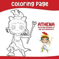 Colouring worksheet ancient Greece mythology. Greek deity theme elements. Coloring page activity for kids. Printable coloring sheet. Vector illustration file.