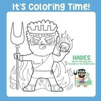 Colouring worksheet ancient Greece mythology. Greek deity theme elements. Coloring page activity for kids. Printable coloring sheet. Vector illustration file.