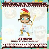 Cute illustration of Greek God and Goddess. Greek God and Goddess Flashcard. Vector file.