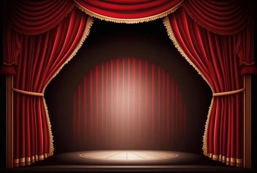 magia teatro etapa rojo cortinas espectáculo destacar. generativo ai foto
