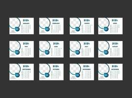 Desk calendar design template 2024 vector