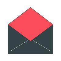 Black open envelope with red inside flat line color isolated vector object. Envelope design. Editable clip art image on white background. Simple outline cartoon spot illustration for web design
