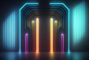 realistic background with neon light. photo