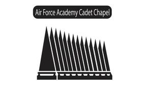 Air Force Academy Cadet Chapel Silhouette Icon Vector Illustration