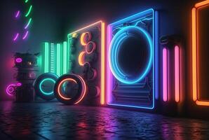 realistic background with neon light. photo