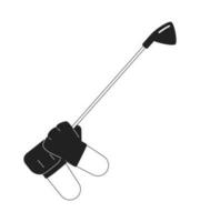 Golfer hands swinging with golf stick monochromatic flat vector first view hands. Golf club. Golfing. Editable thin line closeup pov on white. Simple bw cartoon spot image for web graphic design