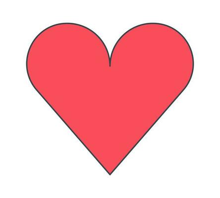 Red heart shape flat line color isolated vector object. Like button. Romance Valentine day. Editable clip art image on white background. Simple outline cartoon spot illustration for web design