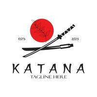simple katana samurai sword logo design template vector, vector