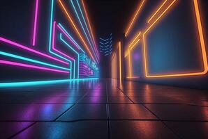 realistic background with neon light. photo