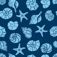 Seamless pattern with hand drawn seashells. Great for fabric, textile vector Illustration