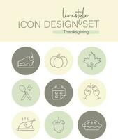 Linestyle Icon Design Set Thanksgiving vector
